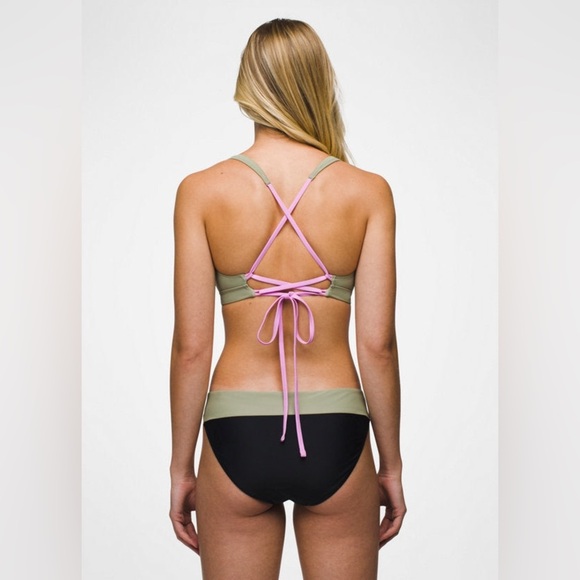 prAna Bikini Set Black Sporty Hipster Modest 2 Piece Swimwear Womens Size XL - Picture 2 of 8